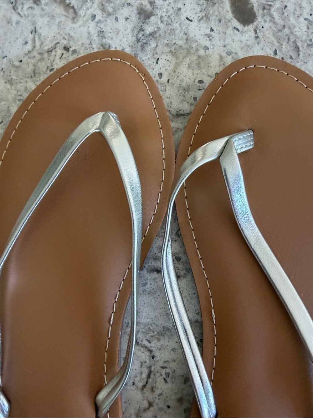 Old Navy Silver-Strap Tan Slide Sandals - Picture 5 of 6